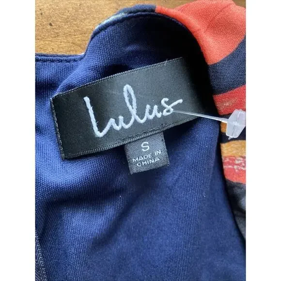 Lulus‎ Women’s Navy Floral Print Maxi Dress Sz S New Short Sleeve Garden Party ￼ - Picture 12 of 14